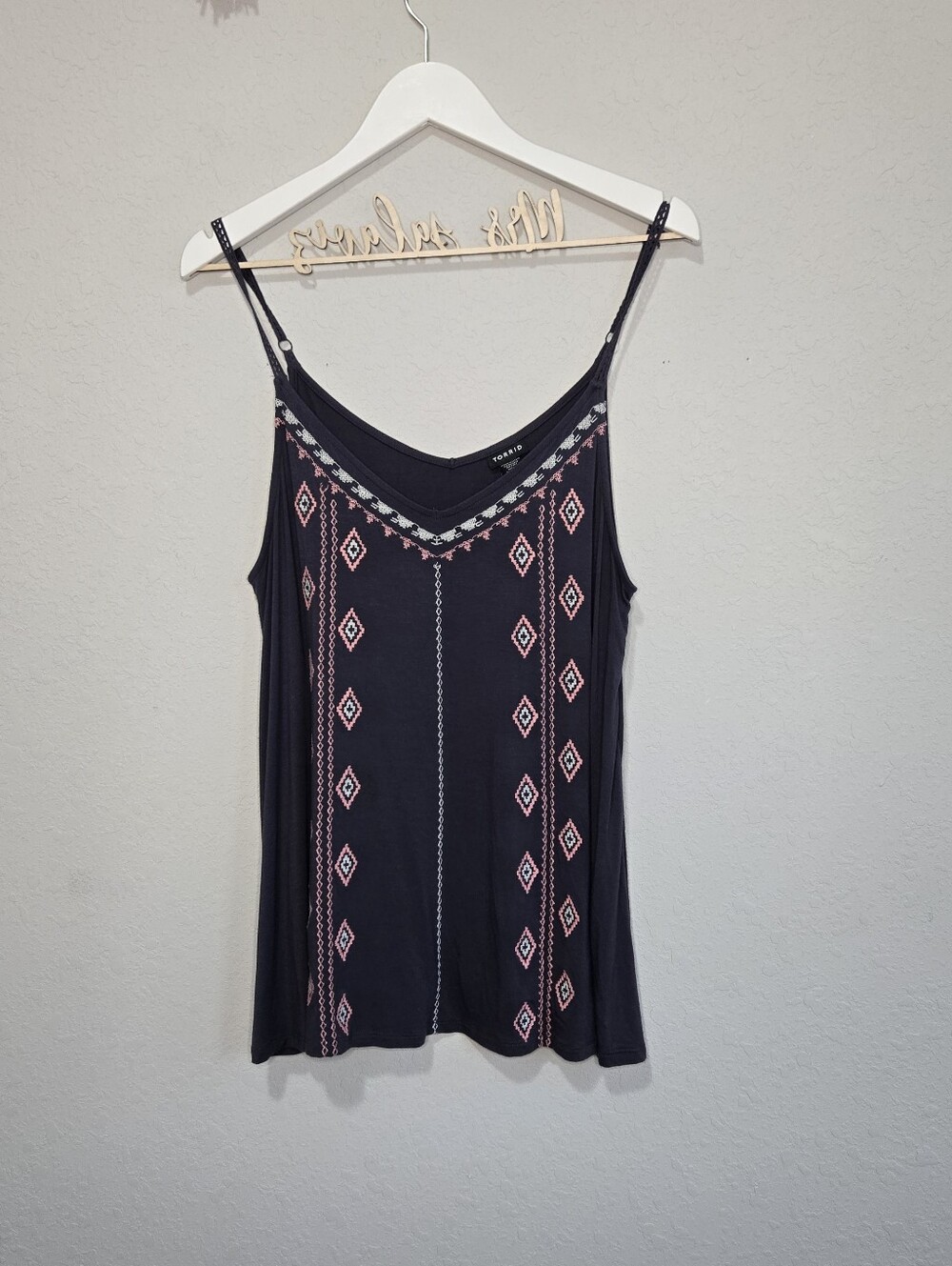 Torrid Gray Embroidered Geoprint Cami